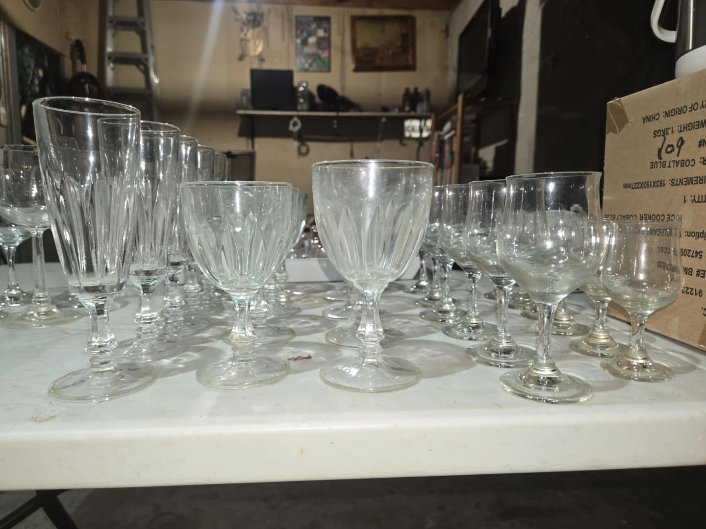 Set of 6 Vintage Cut Crystal Wine Glasses