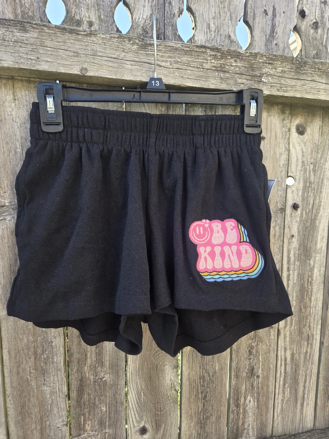 Black Shorts with "Be Kind" Graphic Size S