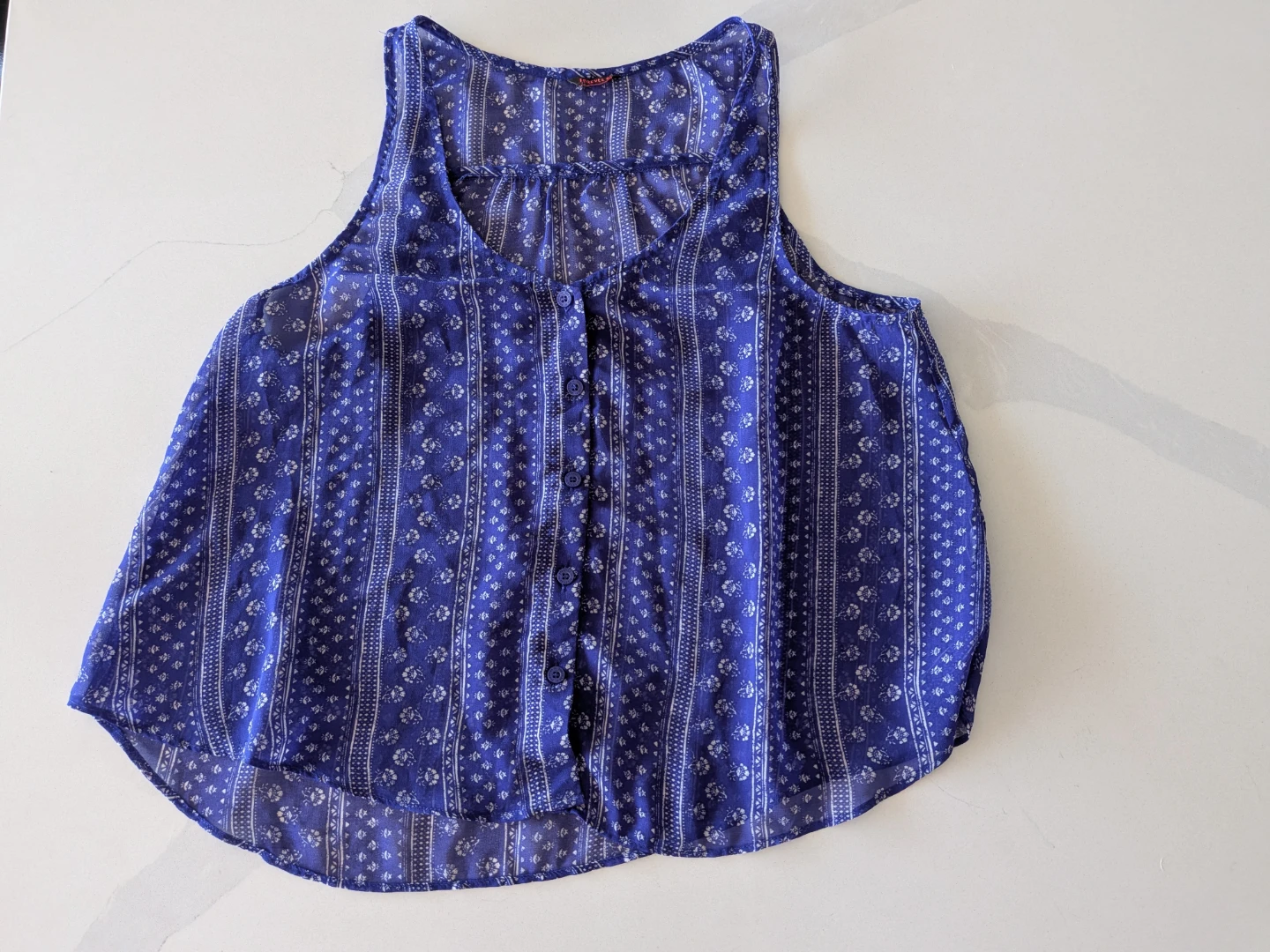 Forever 21 Blue Floral Print Tank Top - Size Medium