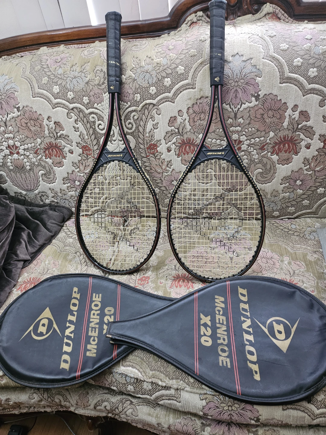 2x Dunlop McEnroe X20 Tennis Racquets with Covers