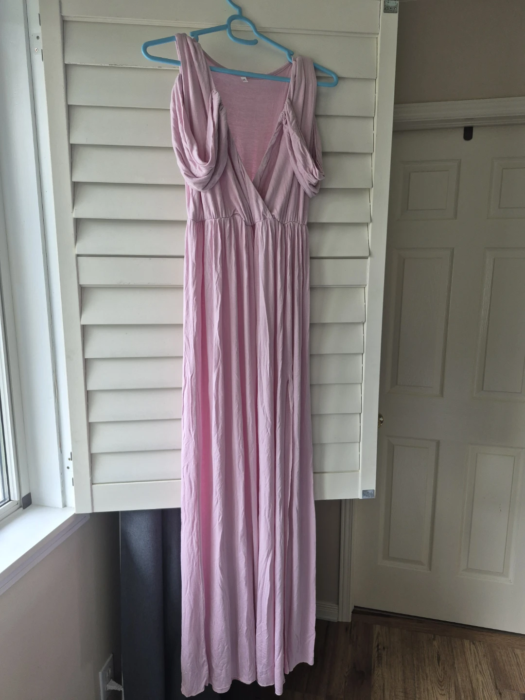 Maternity Off Shoulder Pink Maxi Dress Photoshoot - photo 3