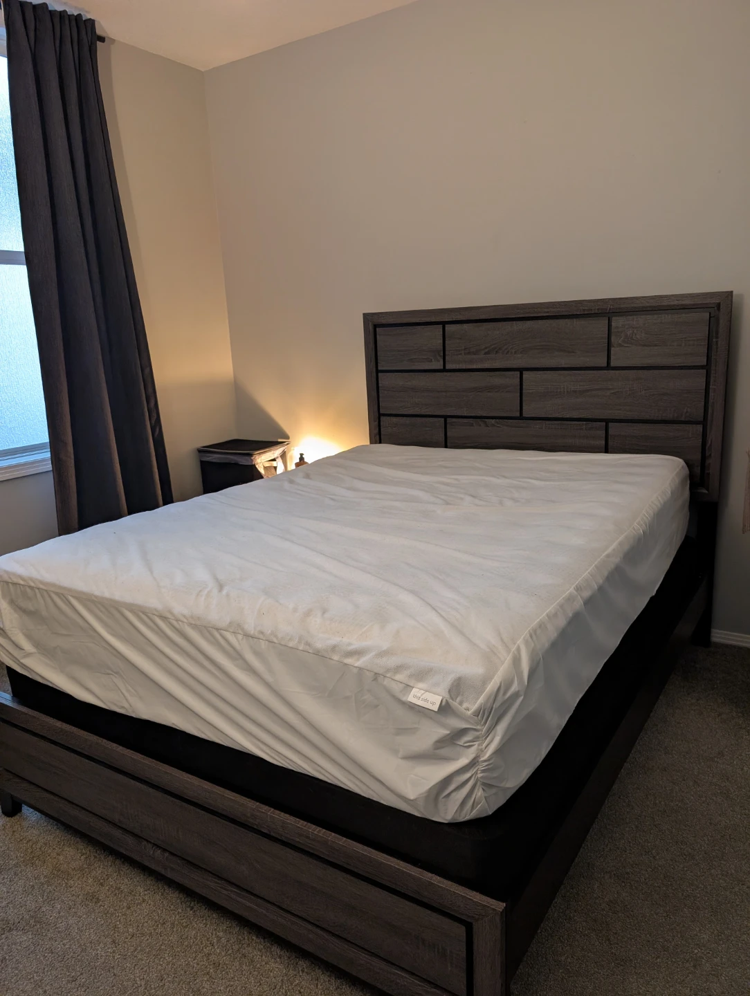Leon's Queen bedframe, box spring, and mattress