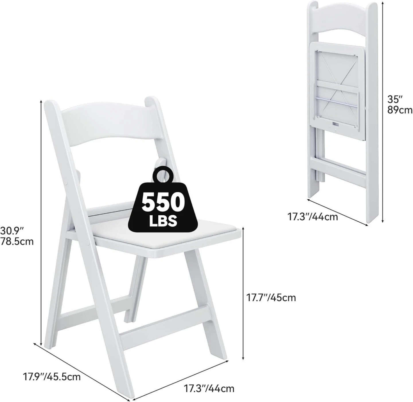 White Folding Padded Seat Chair