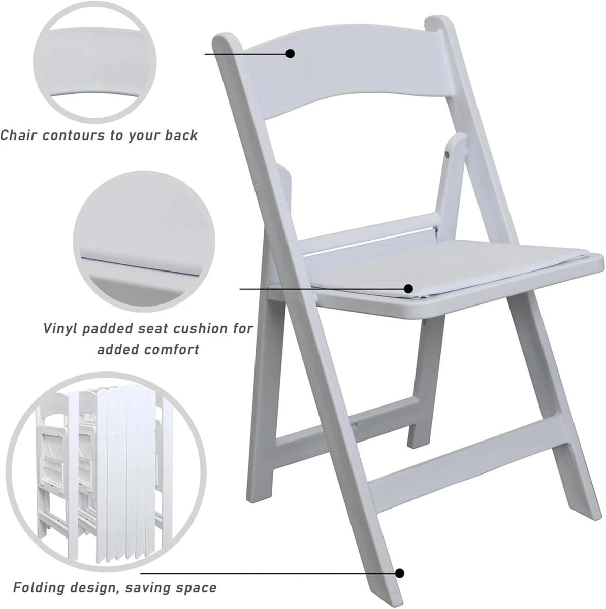 White Folding Padded Seat Chair - photo 3