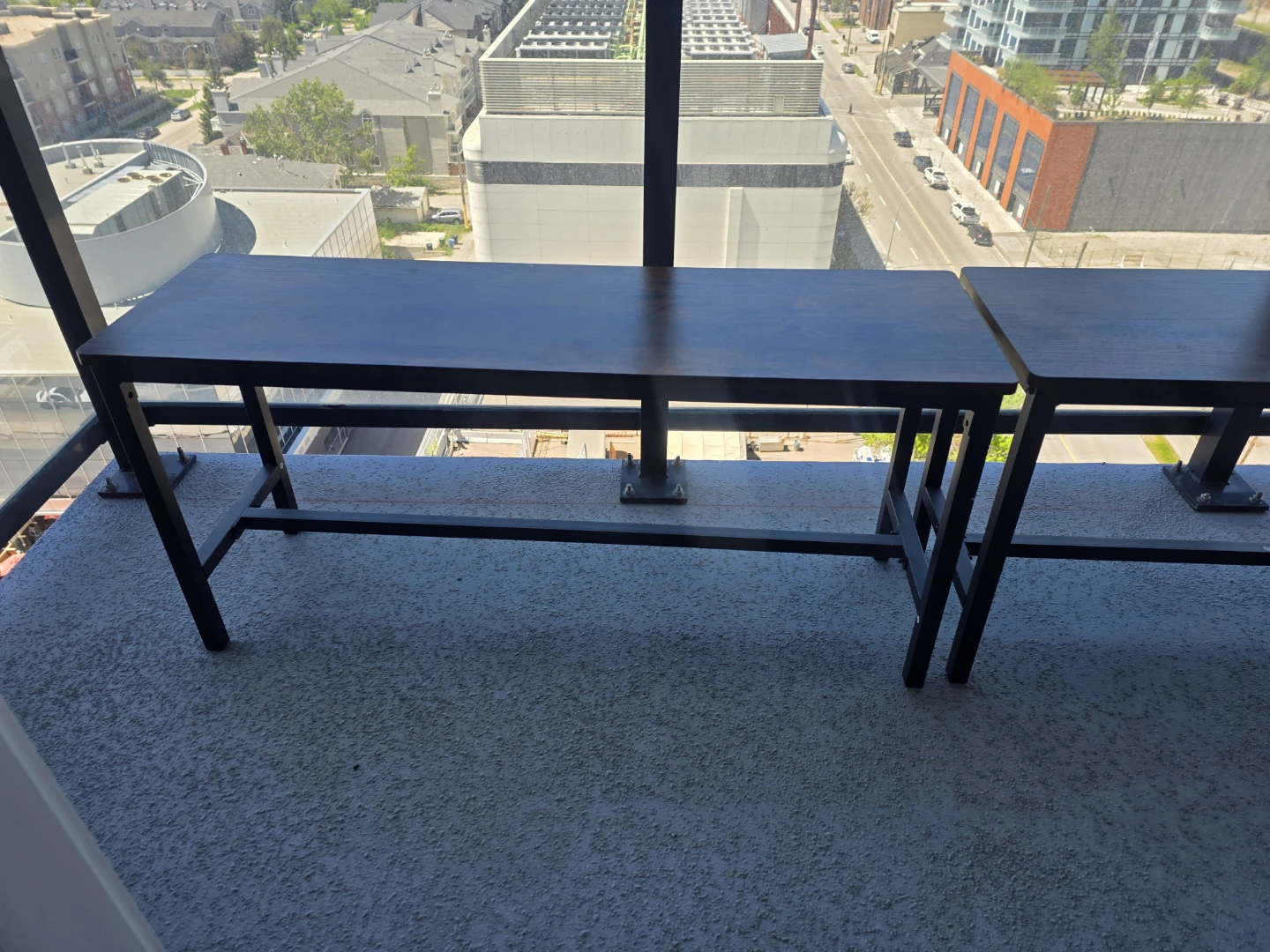 Dark Wood Bench - Set of 2