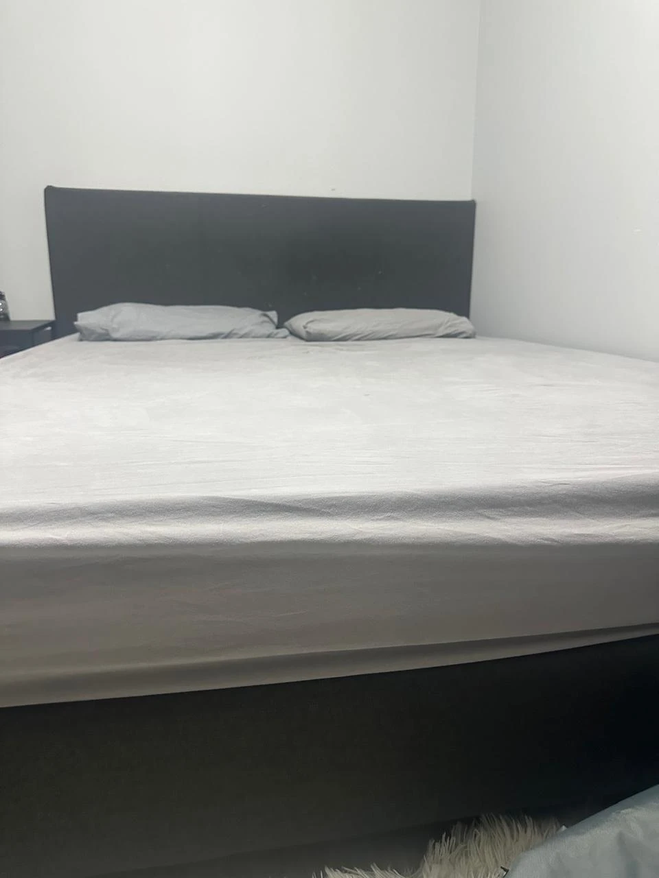 Queen Black Upholstered Bed Frame with Headboard