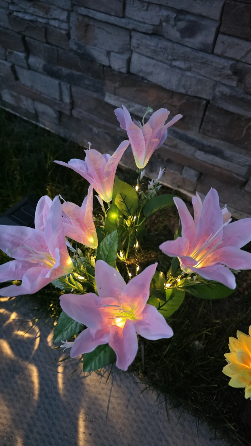 Solar Powered Pink Lily Garden Lights for sale