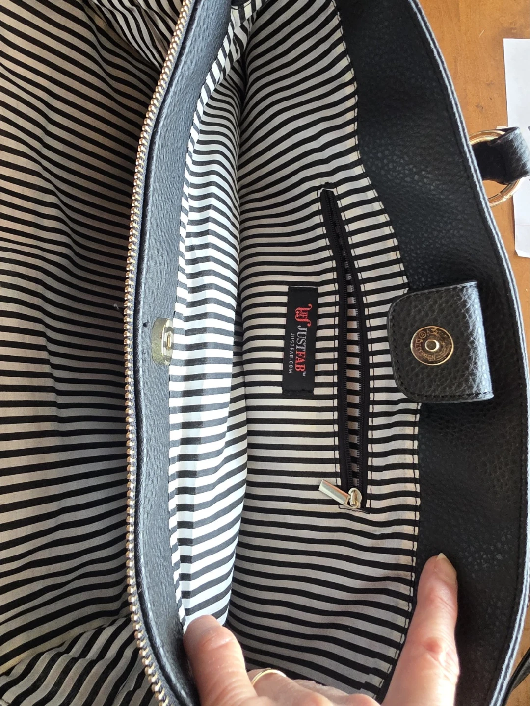 JUSTFAB Black Faux Leather Tote Bag - photo 3