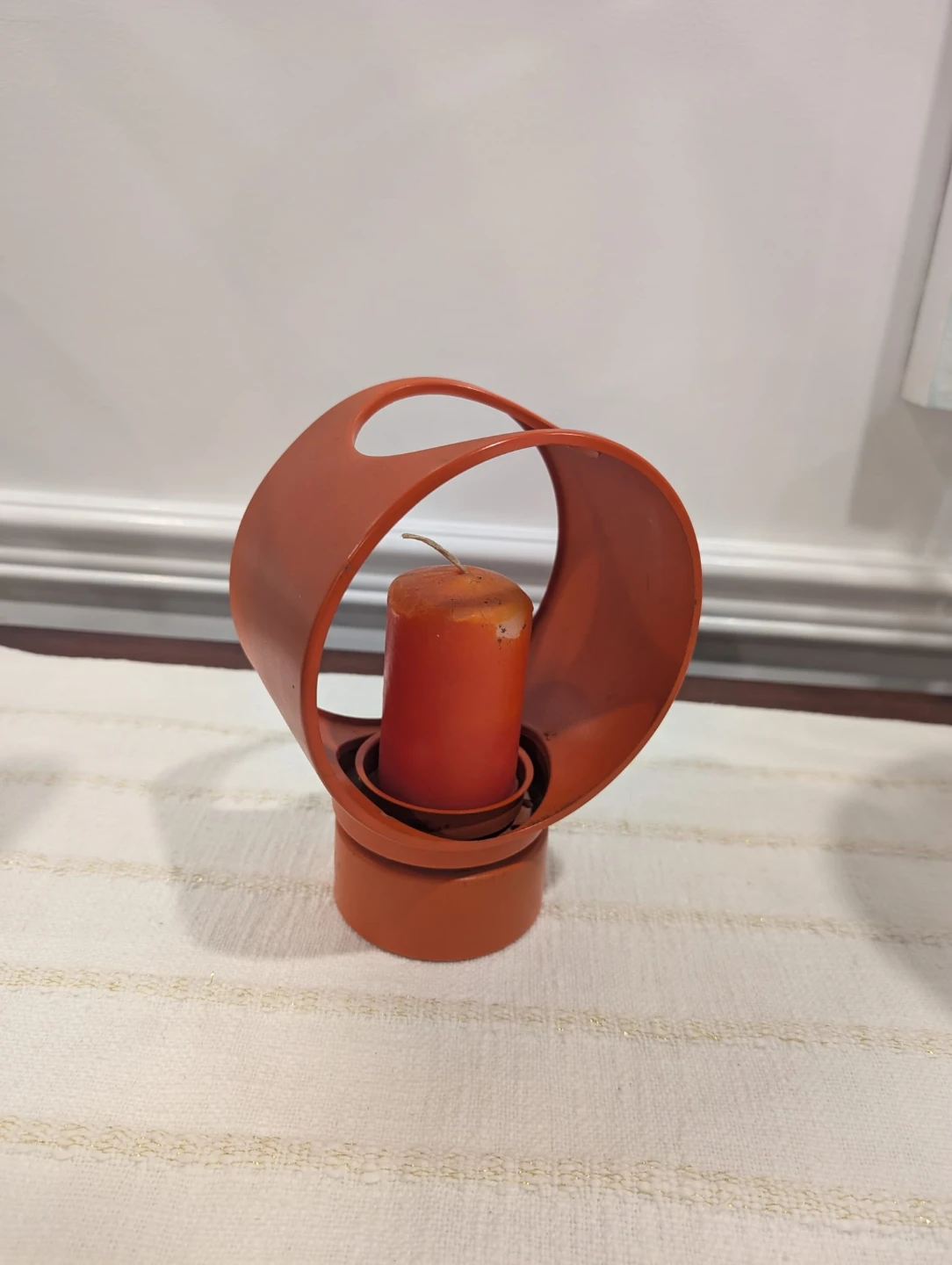 Mid century Orange Candle Lantern Holder - photo 2