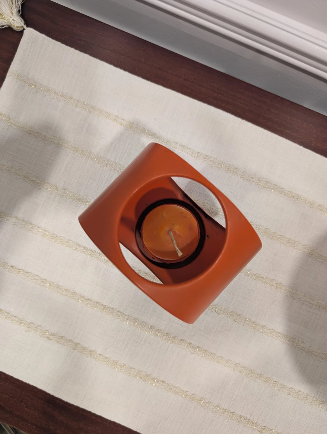 Mid century Orange Candle Lantern Holder - photo 3