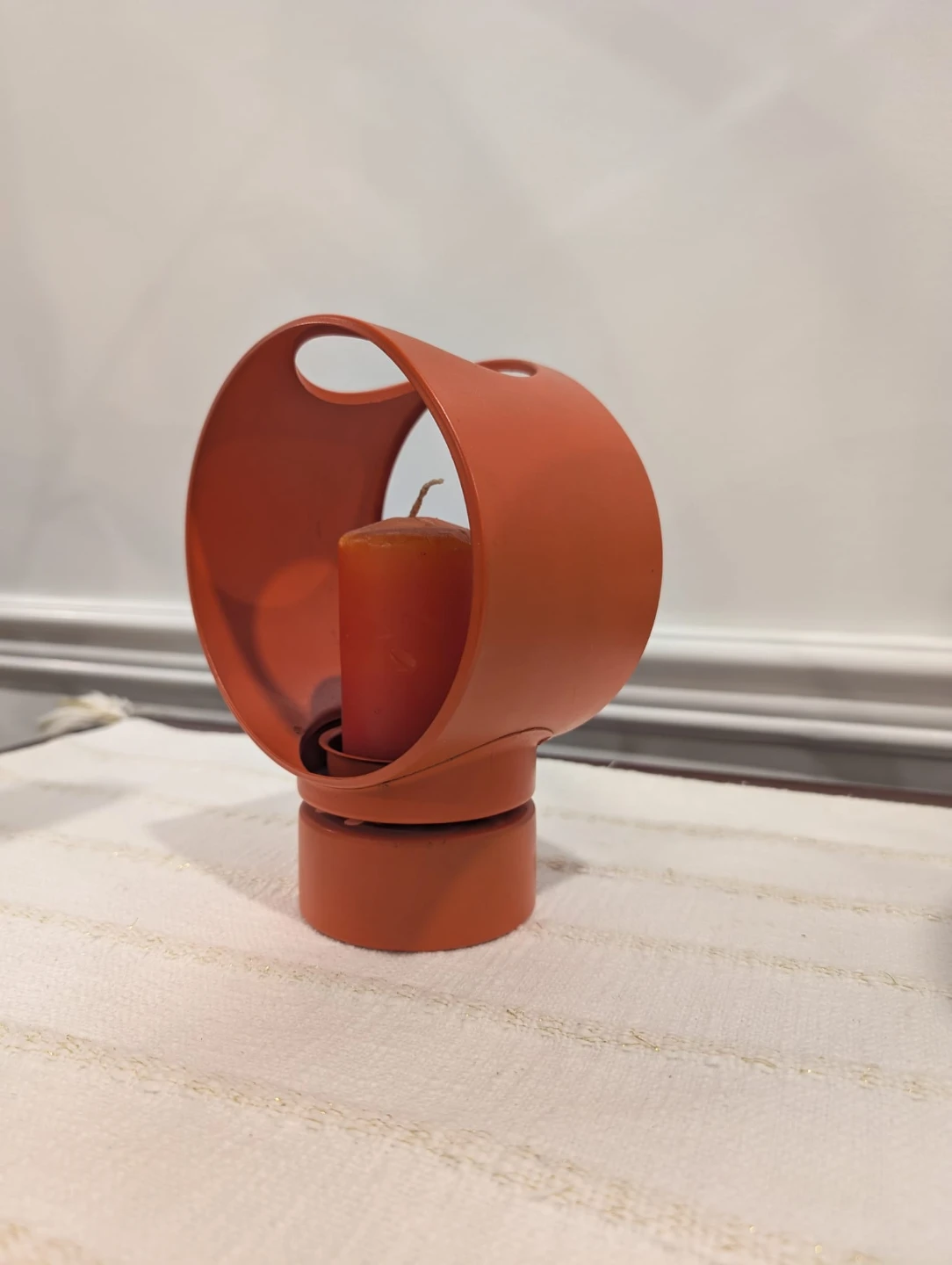 Mid century Orange Candle Lantern Holder - photo 4