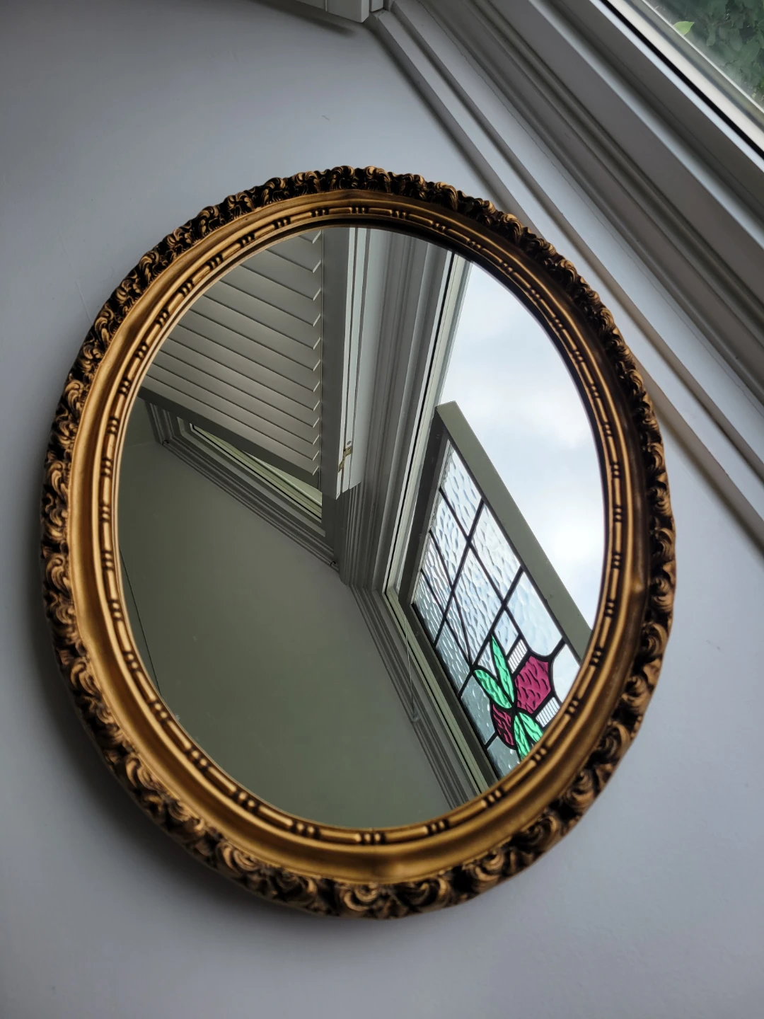 Ornate Gold Oval Wall Mirror