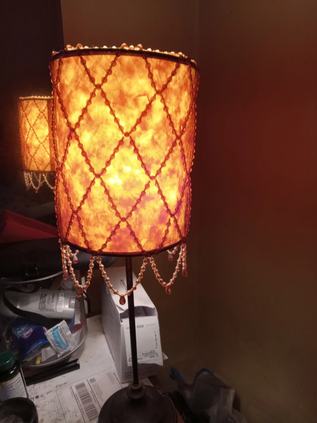 Decorative Table Lamp with Beaded Shade