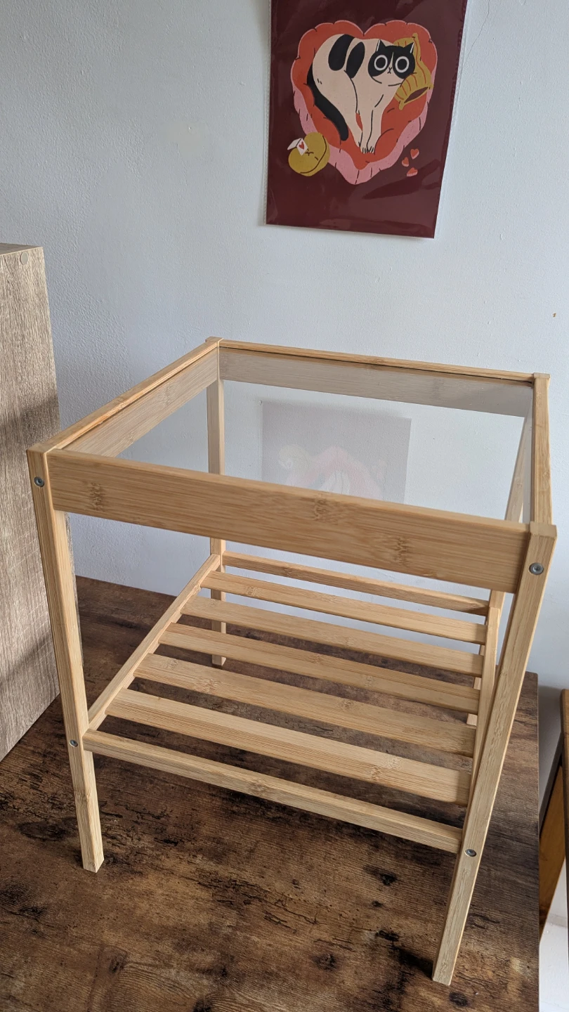 Bamboo and Glass Side Table Ikea/ table chevet verre - photo 2