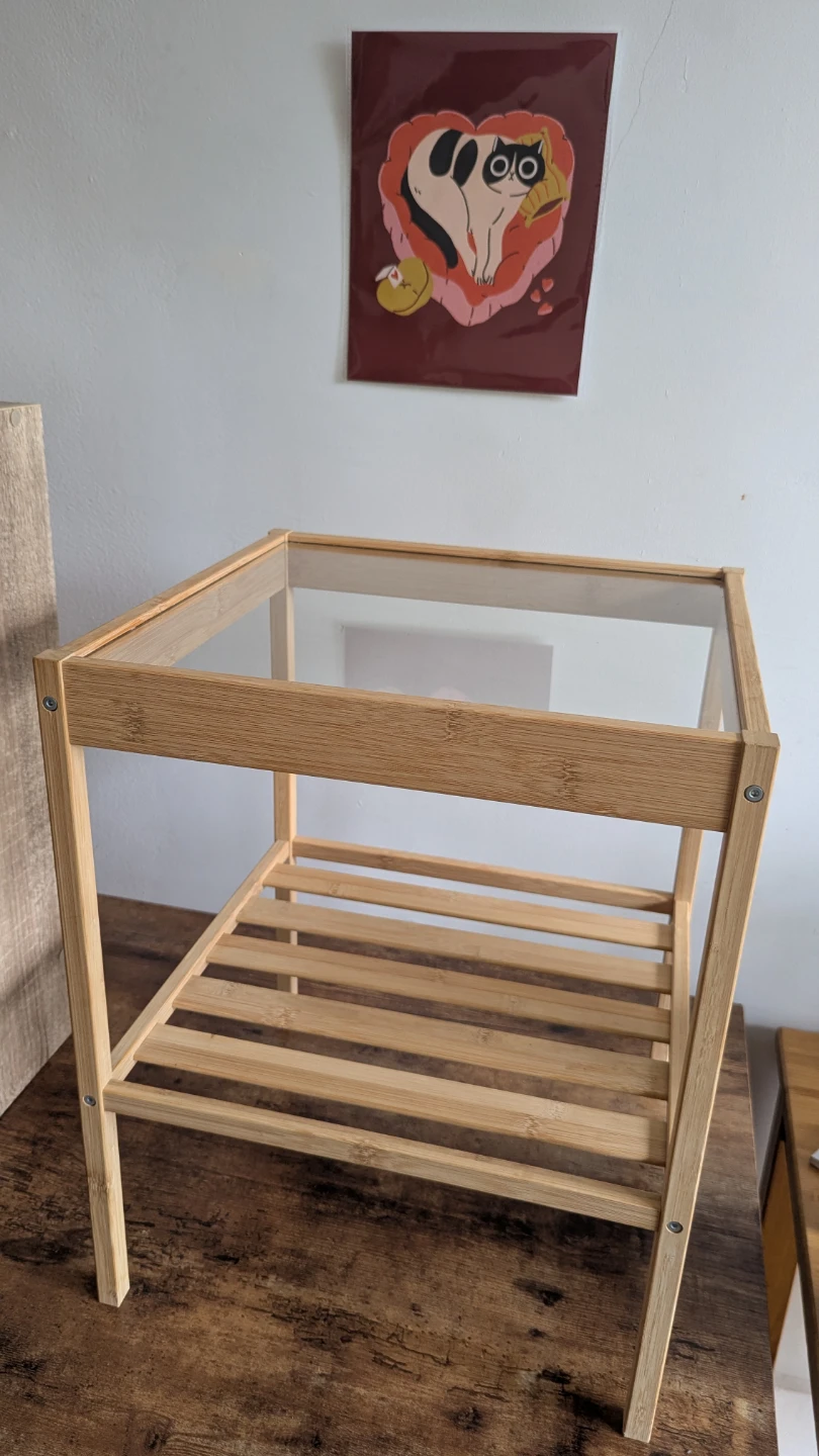 Bamboo and Glass Side Table Ikea/ table chevet verre - photo 3