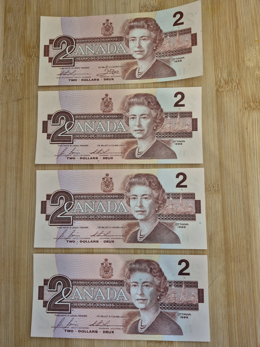 Four Canadian $2 Bills