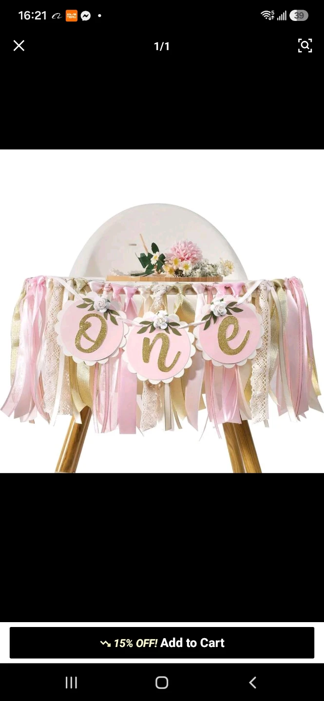 Pink "one" Birthday Banner