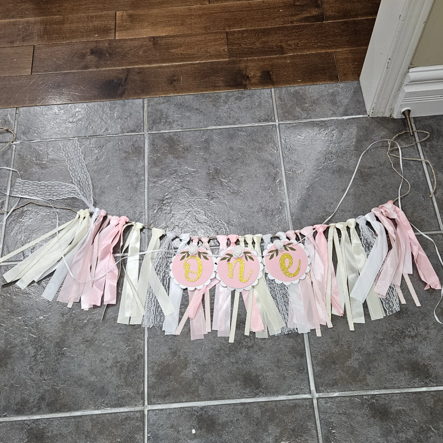 Pink "one" Birthday Banner - photo 3