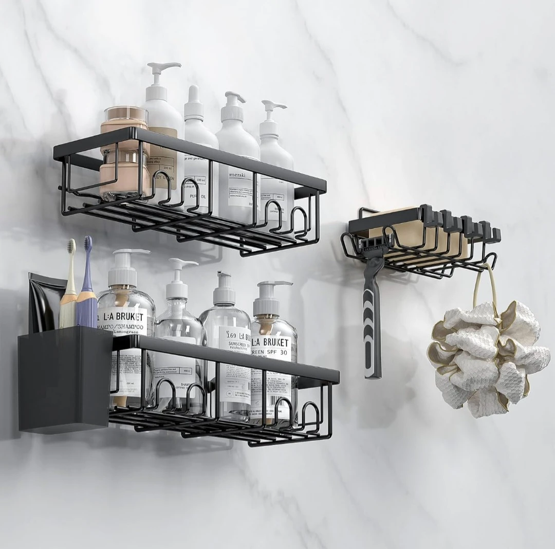 ACEMINING Black Metal Shower Caddy