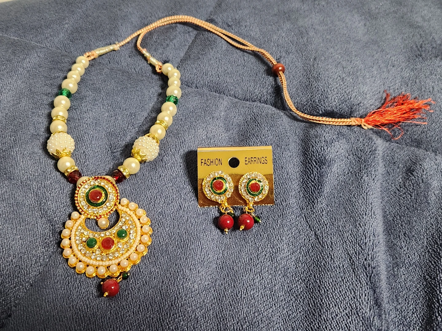Beaded Necklace and Earrings Set