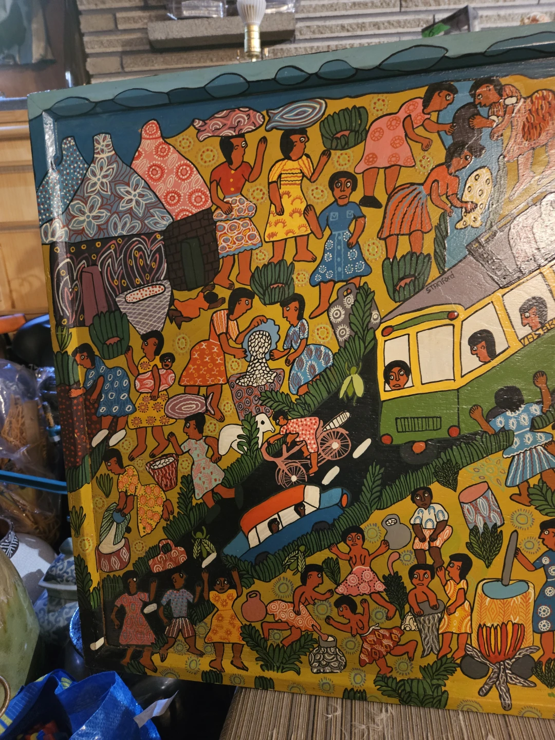 Folk Art Painting - Busy Village Scene - photo 5