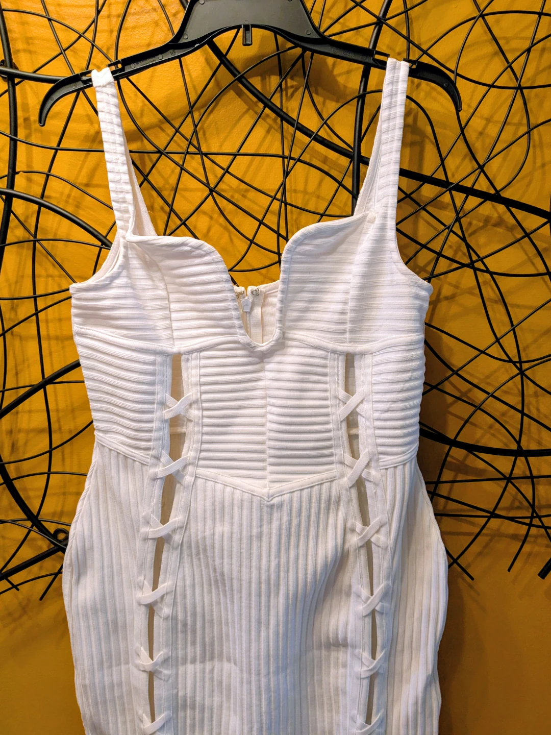 Fashion Nova White Ribbed Cutout Bodycon Midi Dress - photo 3