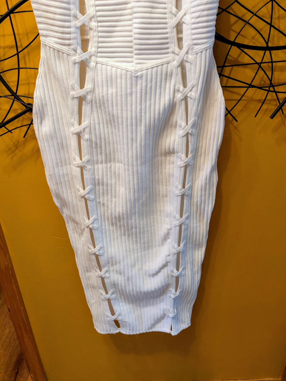 Fashion Nova White Ribbed Cutout Bodycon Midi Dress - photo 4