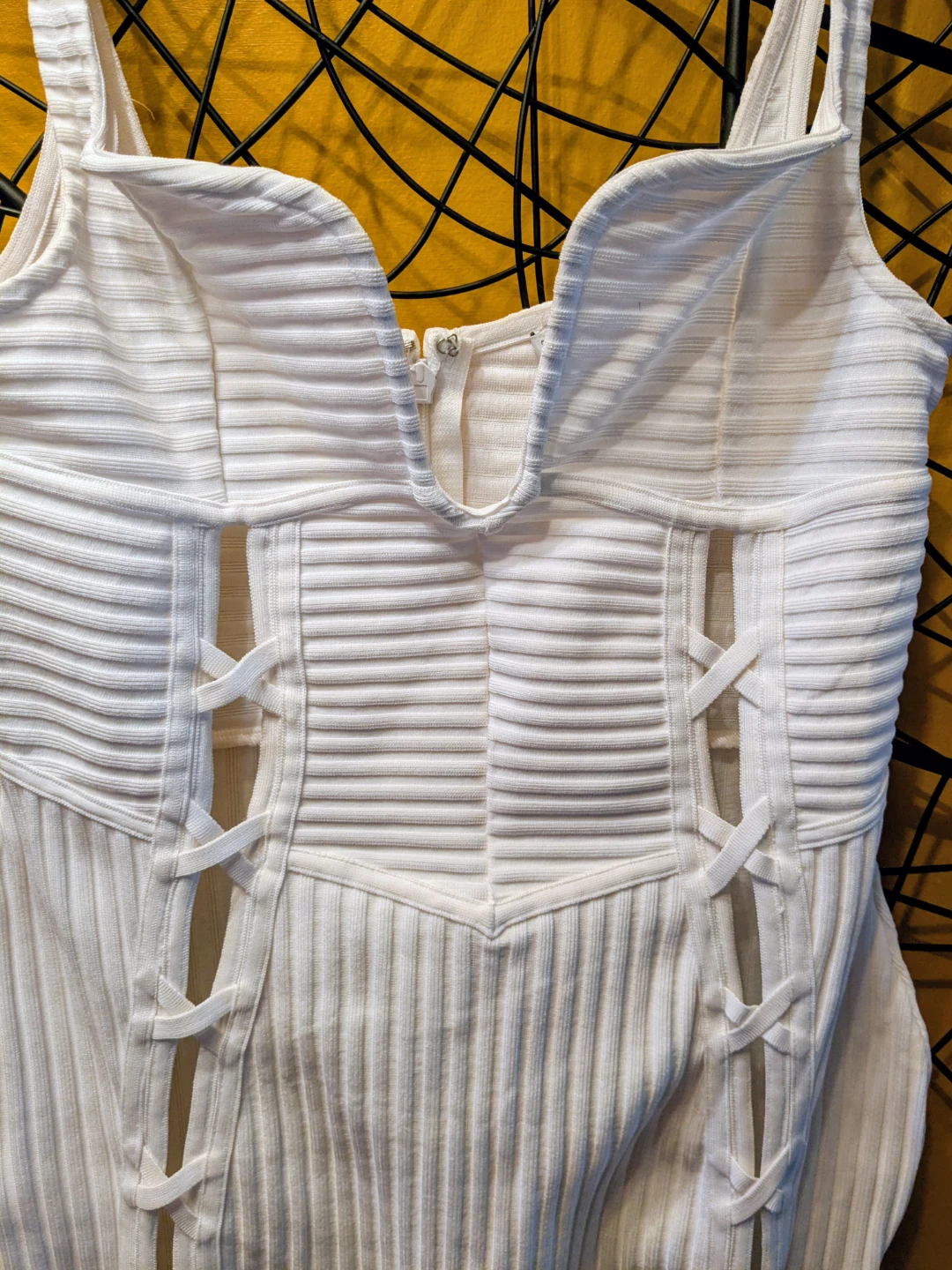 Fashion Nova White Ribbed Cutout Bodycon Midi Dress - photo 5