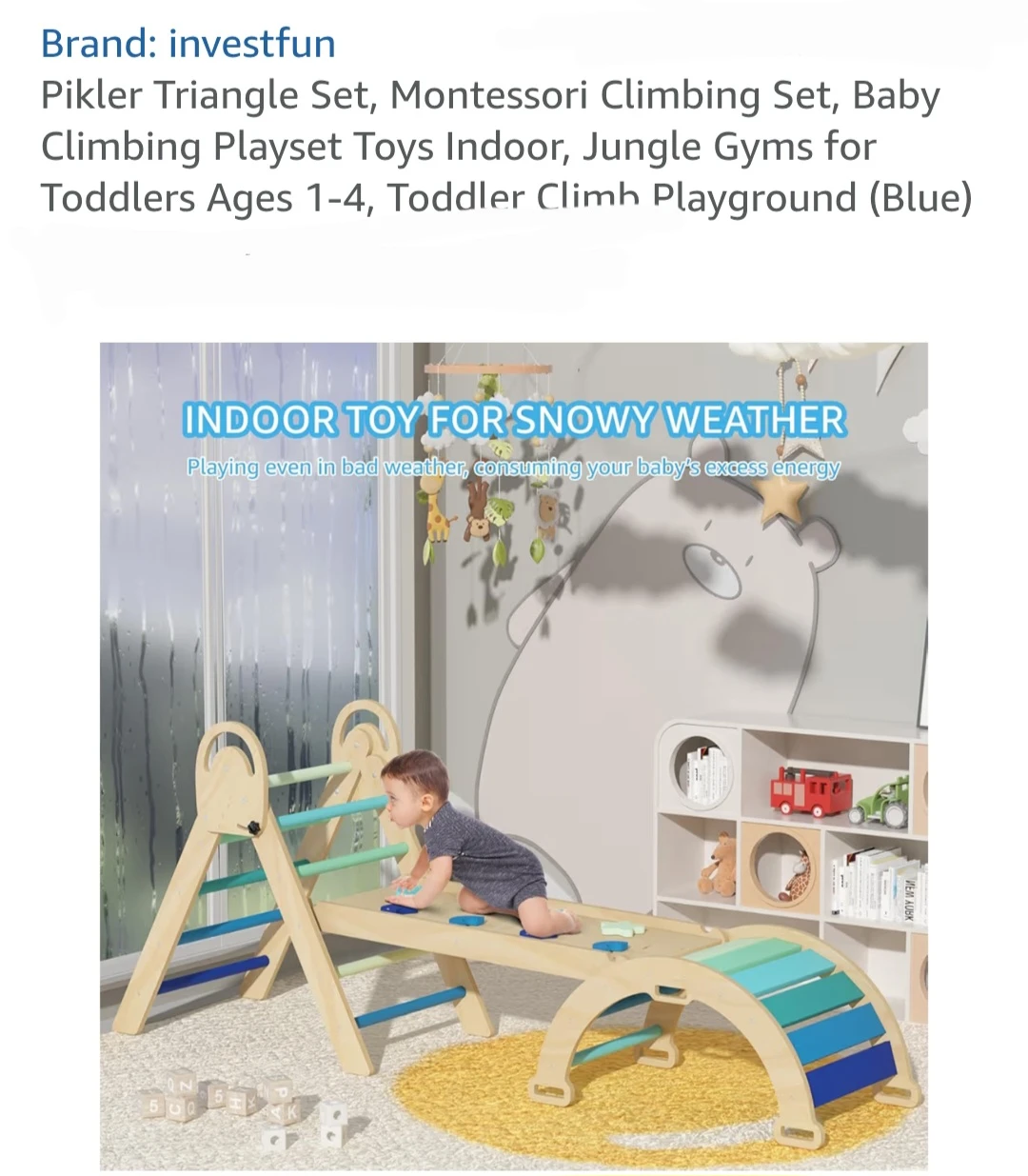 Pikler Triangle Climbing Set - Blue - photo 2