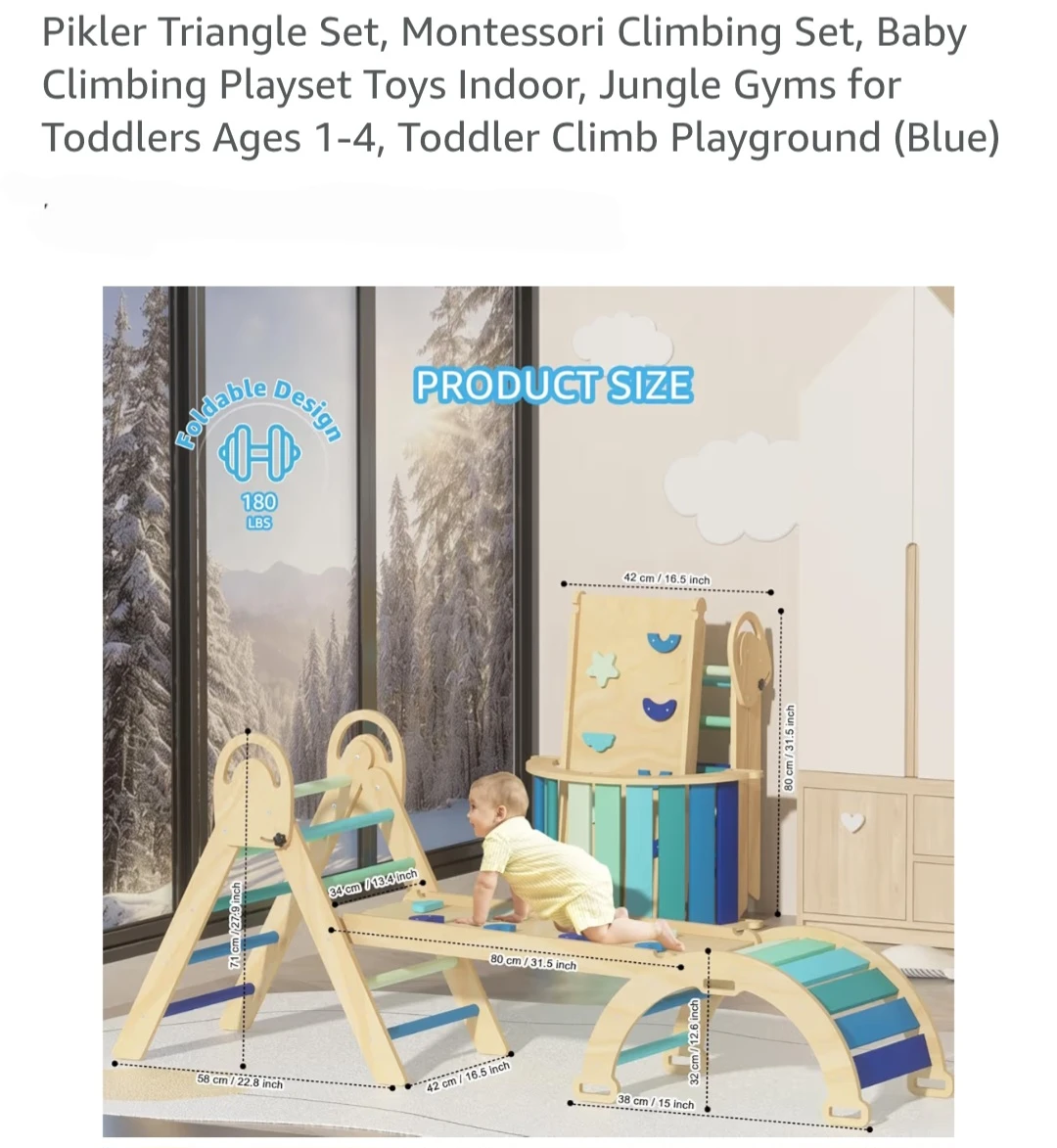 Pikler Triangle Climbing Set - Blue - photo 3