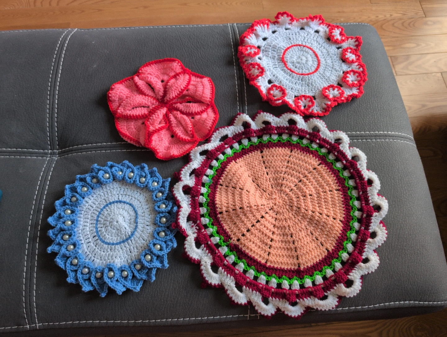 Handmade Crochet Doilies - Set of 4