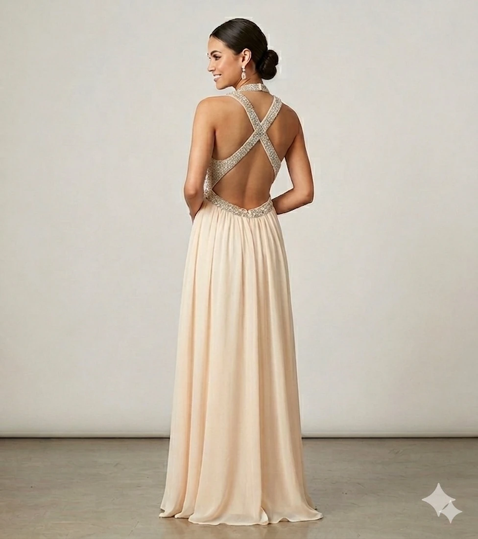 MARCIANO Cream Beaded Maxi Dress Size 4 - photo 4
