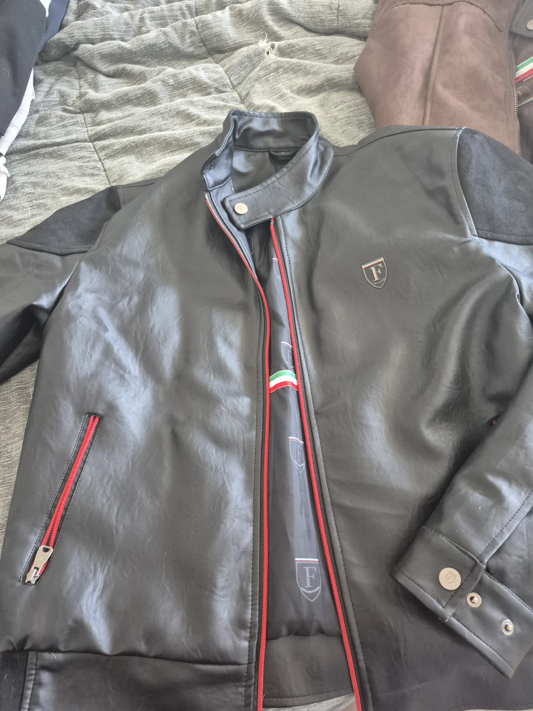 F Collections Faux Leather Jacket Size L