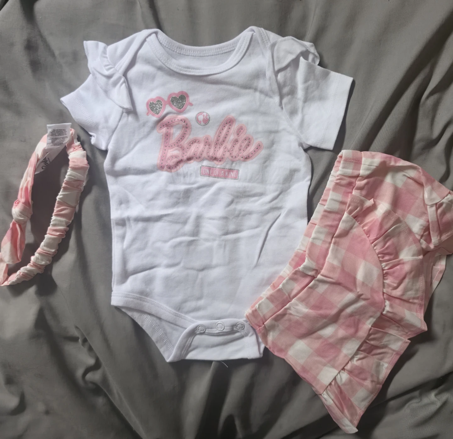 Barbie Baby Onesie Set with Headband & Pants