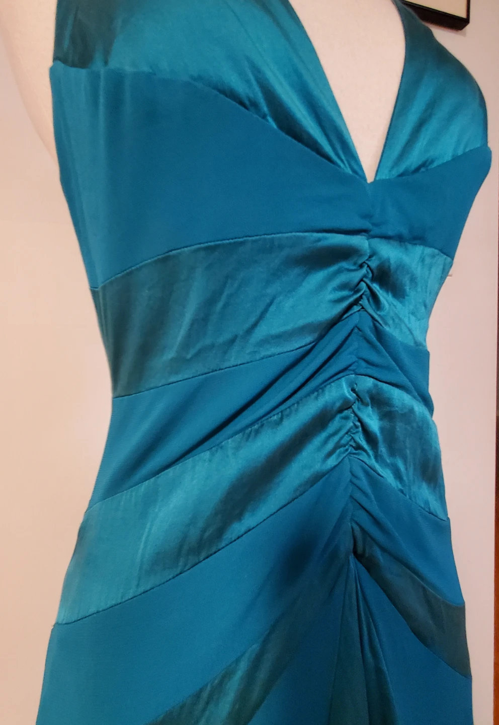 Teal Halter Neck Ruched Maxi Dress - photo 3