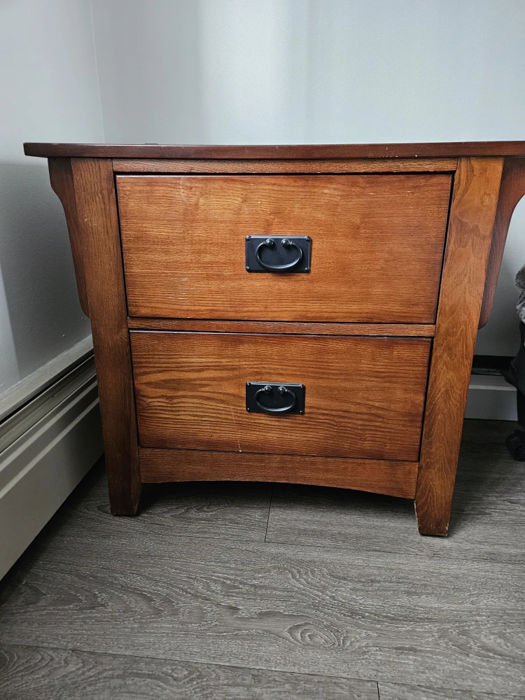 Wooden Nightstand with Two Drawers - photo 2