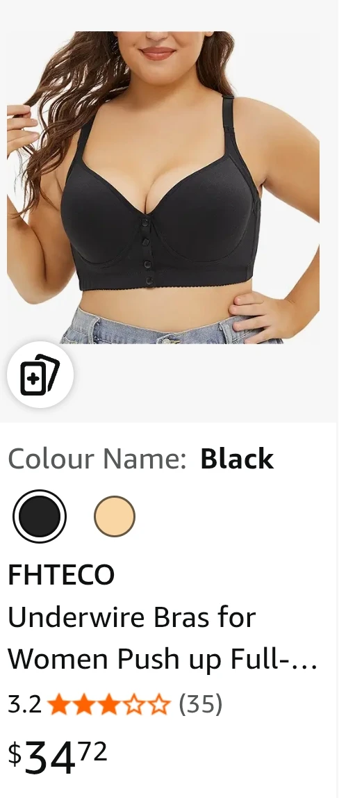 FHTECO Women's Black Underwire 40 c