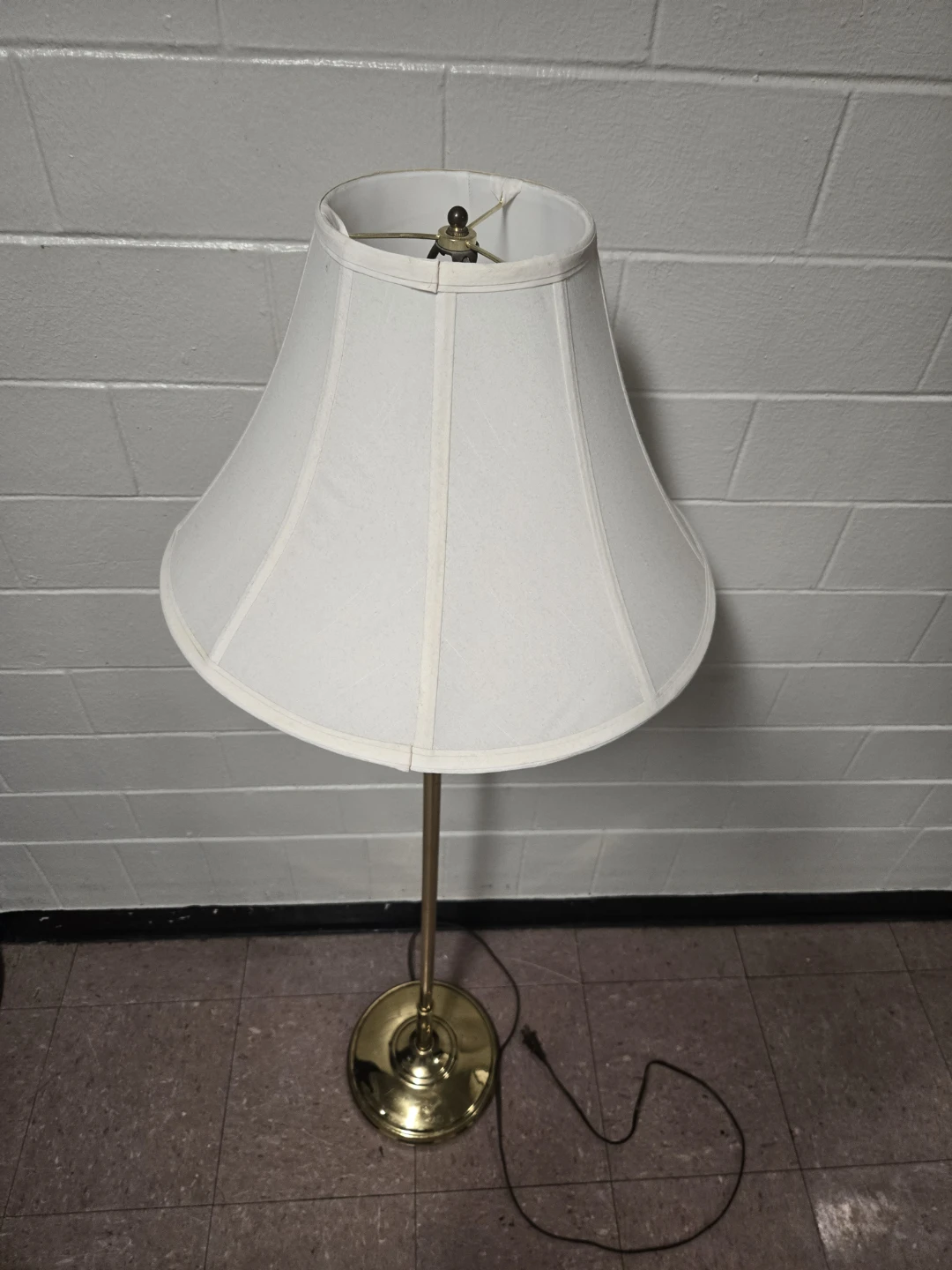 Brass Swing Arm Floor Lamp White Shade - photo 3