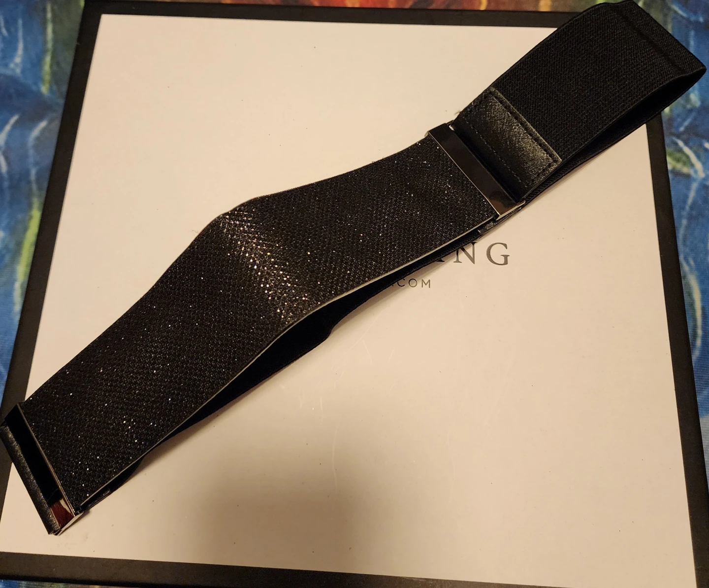 Black Elastic Glitter Belt - photo 2