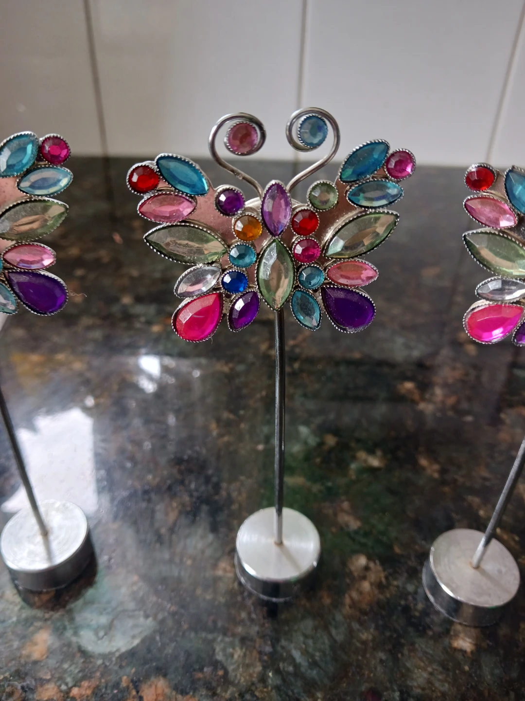 Set of 3 Butterfly Jeweled Place Card Holders - photo 3