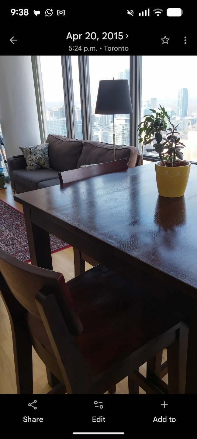 Tall Wooden Dining Table + 4 Chairs - photo 2