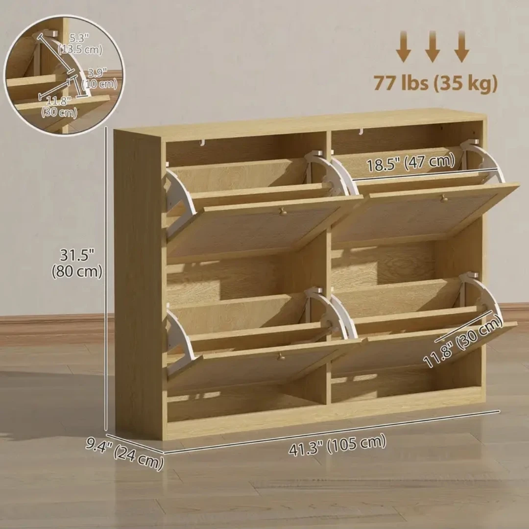 Brand new in box - Wooden Shoe Cabinet with Rattan Elements - photo 3
