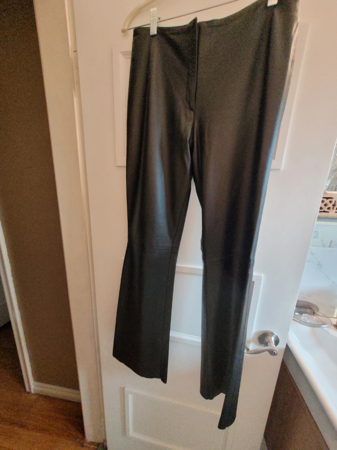 Black genuine Leather Pants - Size s-M