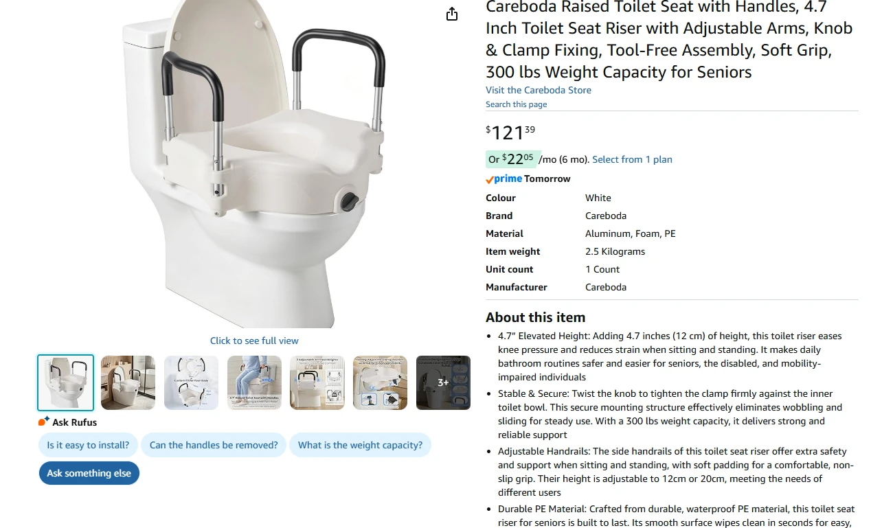 Careboda Raised Toilet Seat with Handles - photo 2