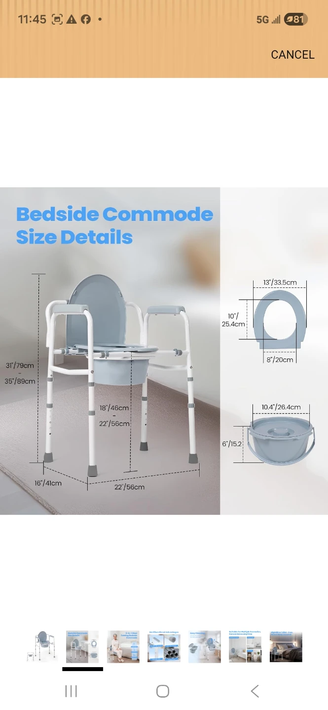 Careboda Bedside Commode Chair with Bucket - photo 3