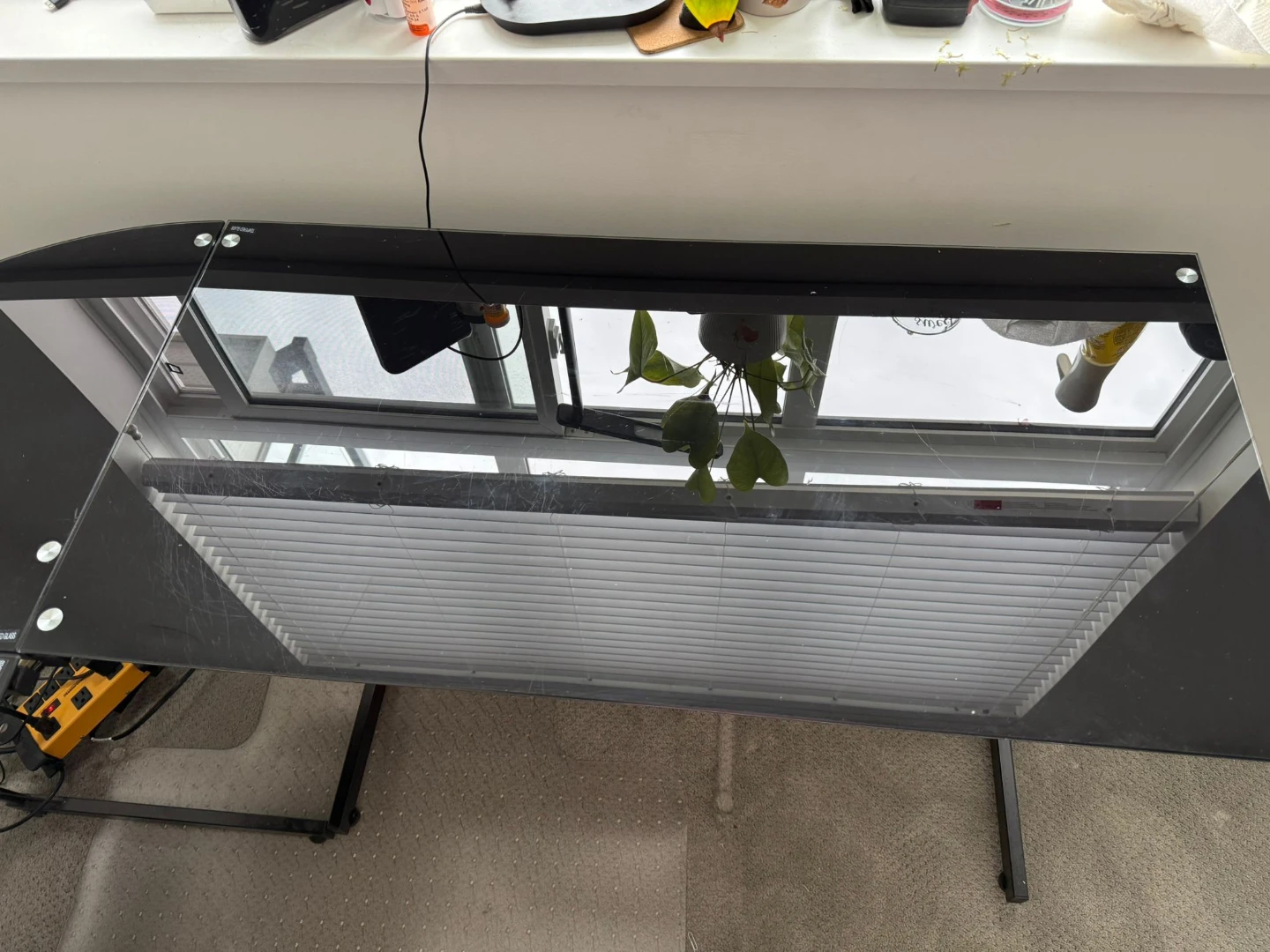 Black L-Shaped Glass Desk - photo 3