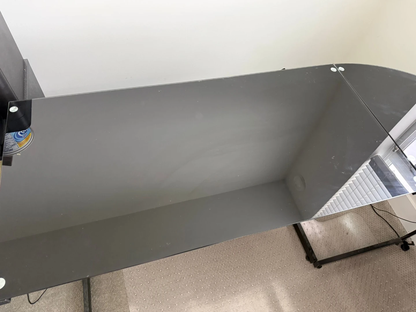 Black L-Shaped Glass Desk - photo 4