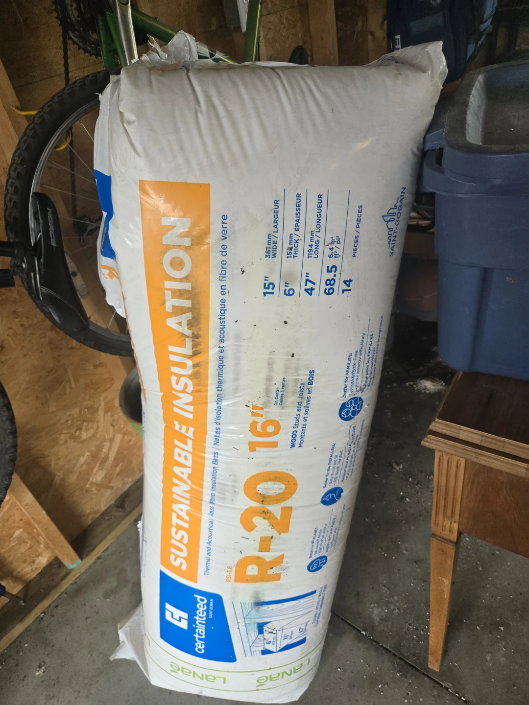CertainTeed R-20 Sustainable Insulation Batts 16" x 47"