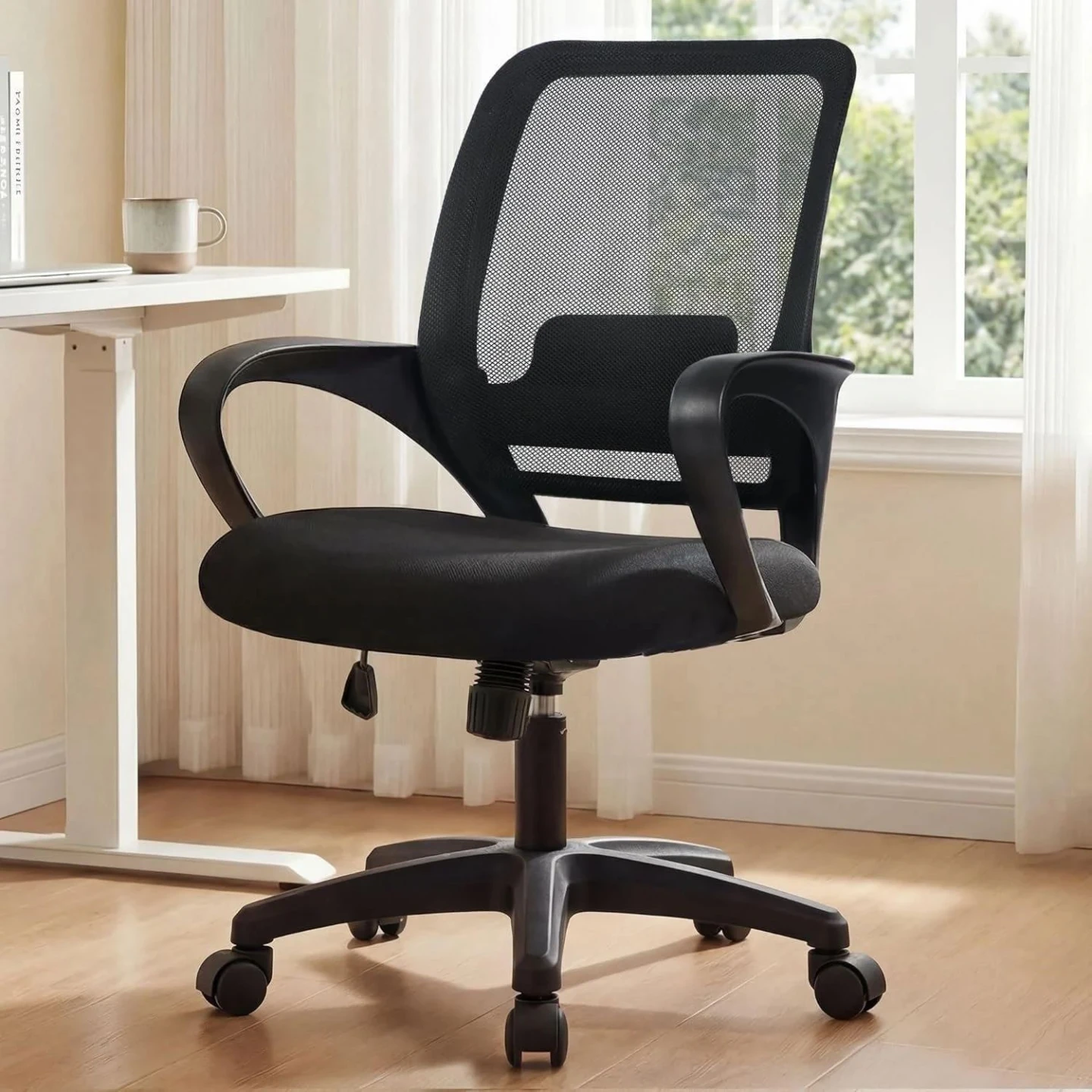 Black Mesh Office Chair with Lumbar Support