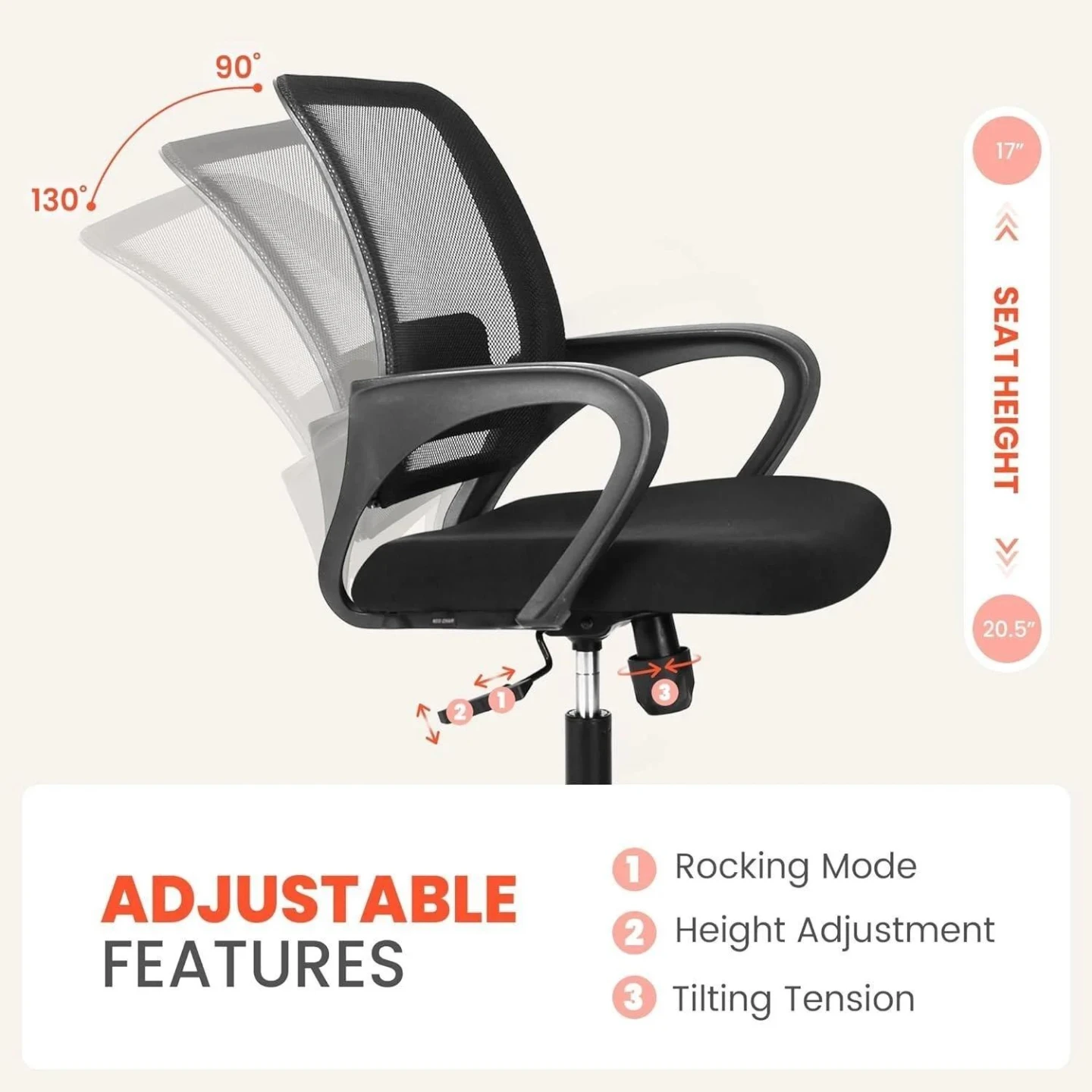 Black Mesh Office Chair with Lumbar Support - photo 3